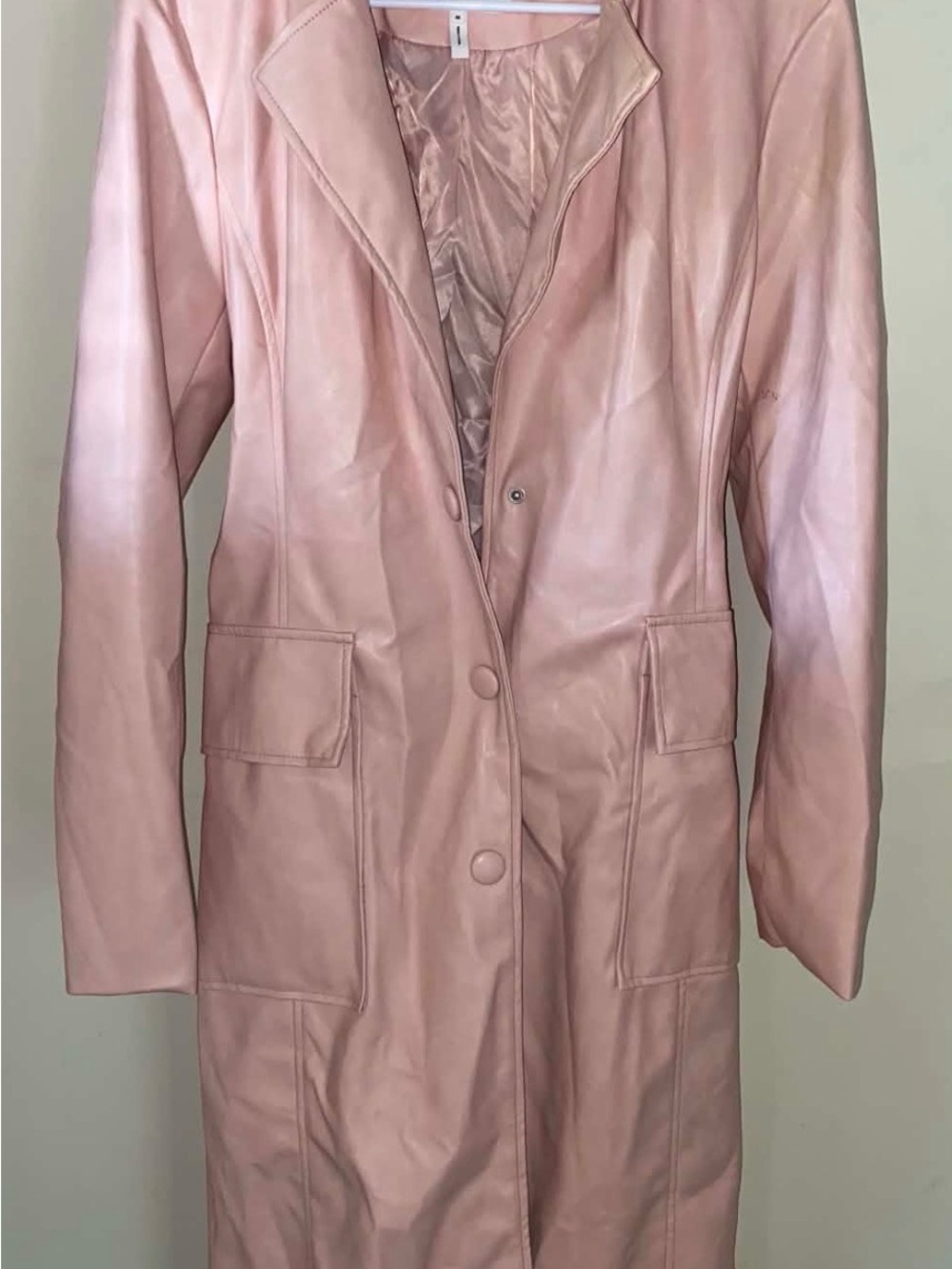 Avec Les Filles Dusty Pink Leather Longline Jacket
